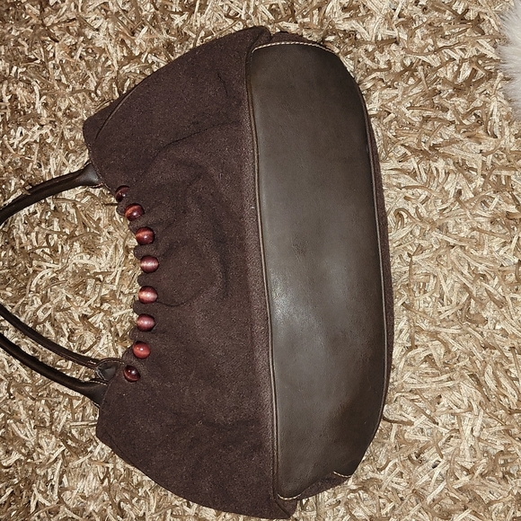 Oilily Embroidery Brown with Multi Fabric Satchel 15"Lx 3"W x10"H - Picture 3 of 6